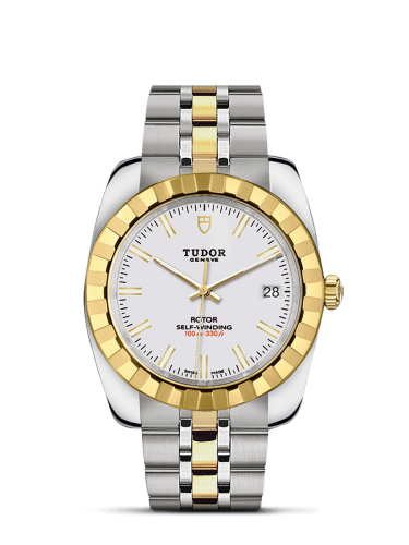 Tudor Classic 38 Stainless Steel / Yellow Gold / Fluted / White / Bracelet 21013-0004