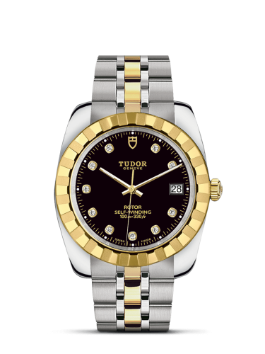 Tudor Classic 38 Stainless Steel / Yellow Gold / Fluted / Black-Diamond / Bracelet 21013-0005