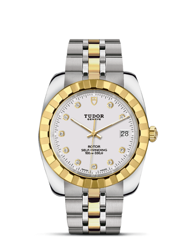 Tudor Classic 38 Stainless Steel / Yellow Gold / Fluted / White-Diamond / Bracelet 21013-0006