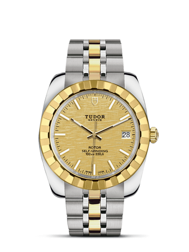 Tudor Classic 38 Stainless Steel / Yellow Gold / Fluted / Champagne / Bracelet 21013-0008