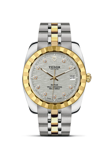 Tudor Classic 38 Stainless Steel / Yellow Gold / Fluted / Silver-Diamond / Bracelet 21013-0009