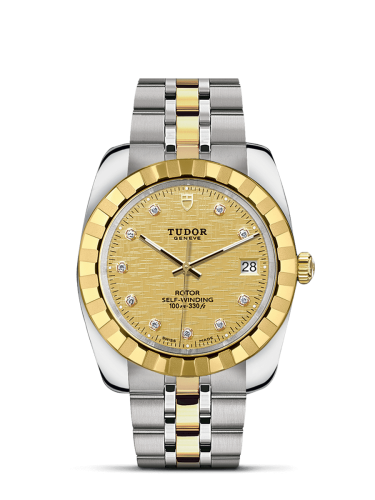 Tudor Classic 38 Stainless Steel / Yellow Gold / Fluted / Champagne-Diamond / Bracelet 21013-0010
