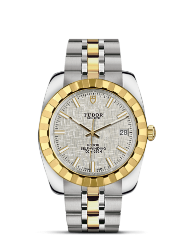 Tudor Classic 38 Stainless Steel / Yellow Gold / Fluted / Silver / Bracelet 21013-0011