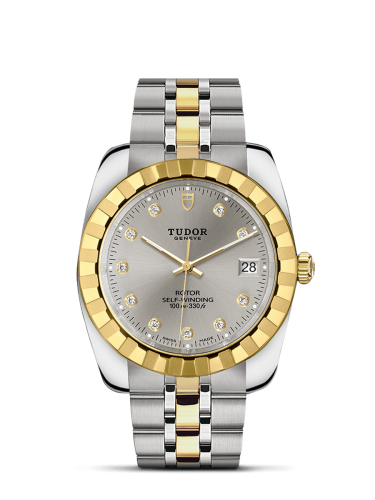 Tudor Classic 38 Stainless Steel / Yellow Gold / Fluted / Silver-Diamond / Bracelet 21013-0012