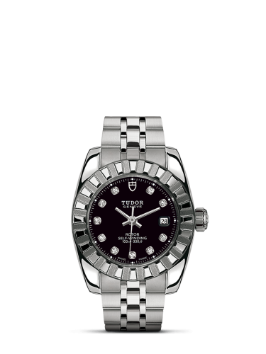 Tudor Classic 28 Stainless Steel / Fluted / Black-Diamond / Bracelet 22010-0012