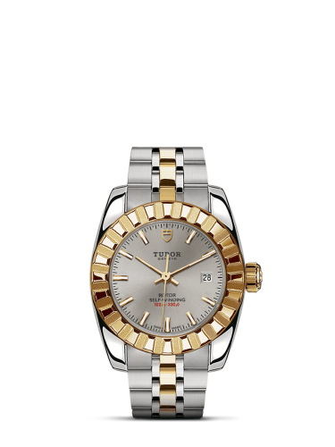 Tudor Classic 28 Stainless Steel / Yellow Gold / Fluted / Silver / Bracelet 22013-0001