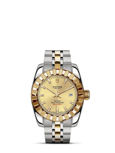 Tudor Classic 28 Stainless Steel / Yellow Gold / Fluted / Champagne / Bracelet 22013-0002