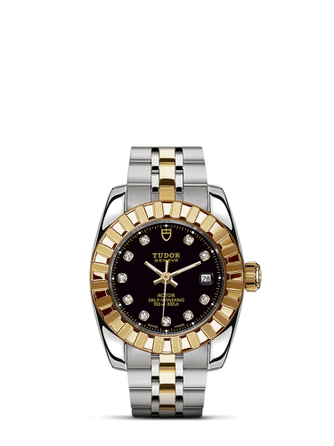 Tudor Classic 28 Stainless Steel / Yellow Gold / Fluted / Black-Diamond / Bracelet 22013-0005
