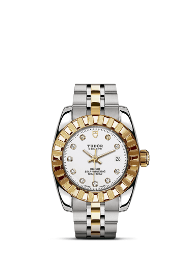Tudor Classic 28 Stainless Steel / Yellow Gold / Fluted / White-Diamond / Bracelet 22013-0006