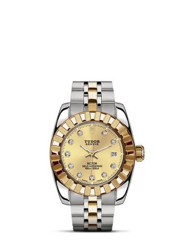 Tudor Classic 28 Stainless Steel / Yellow Gold / Fluted / Champagne-Diamond / Bracelet 22013-0007