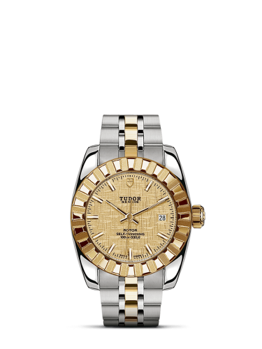 Tudor Classic 28 Stainless Steel / Yellow Gold / Fluted / Champagne / Bracelet 22013-0008