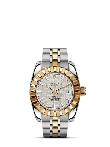 Tudor Classic 28 Stainless Steel / Yellow Gold / Fluted / Silver / Bracelet 22013-0011