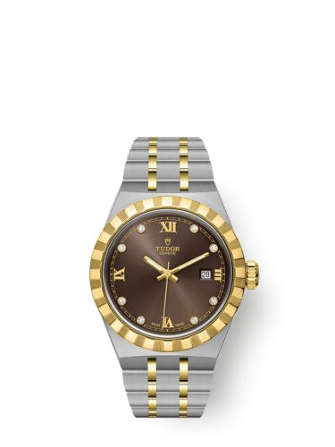Tudor Royal Date 28 Stainless Steel / Yellow Gold / Chocolate - Diamond 28303-0009