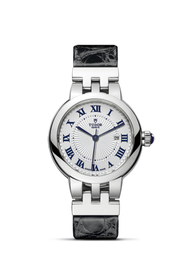 Tudor Clair de Rose 30 Stainless Steel / Silver-Roman/ Alligator 35500-0003