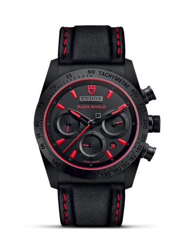 Tudor Fastrider Black Shield Ceramic / Black-Red / Leather 42000CR-0002
