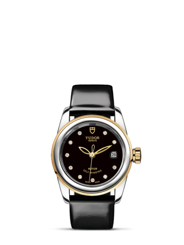 Tudor Glamour Date 26 Stainless Steel / Yellow Gold / Black-Diamond / Strap 51003-0023