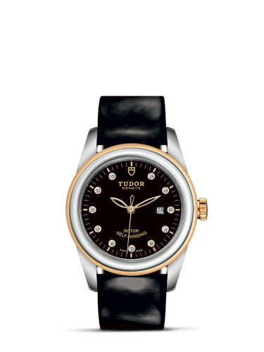 Tudor Glamour Date 31 Stainless Steel / Yellow Gold / Black-Diamond / Strap 53003-0020