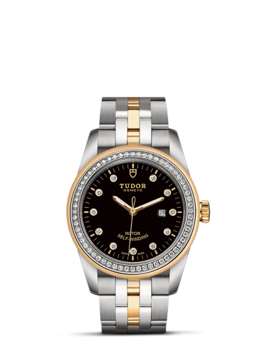 Tudor Glamour Date 31 Stainless Steel / Yellow Gold / Diamond / Black-Diamond / Bracelet 53023-0017
