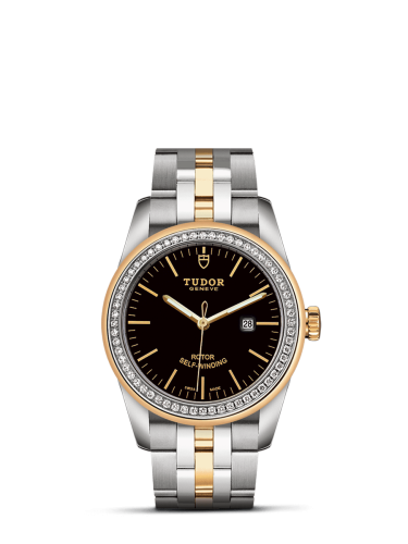 Tudor Glamour Date 31 Stainless Steel / Yellow Gold / Diamond / Black / Bracelet 53023-0064