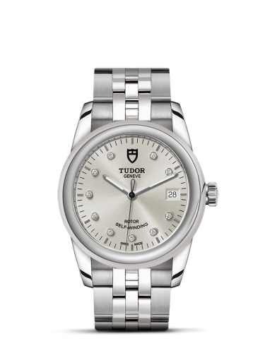 Tudor Glamour Date 36 Stainless Steel / Silver-Diamond / Bracelet 55000-0006
