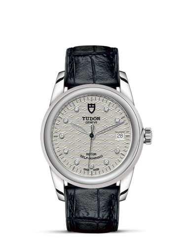 Tudor Glamour Date 36 Stainless Steel / Jacquard Silver-Diamond / Strap 55000-0058