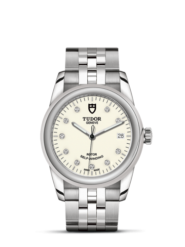 Tudor Glamour Date 36 Stainless Steel / Opaline-Diamond / Bracelet 55000-0104