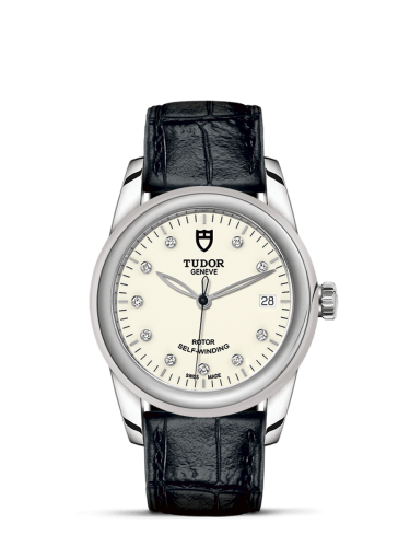 Tudor Glamour Date 36 Stainless Steel / Opaline-Diamond / Strap 55000-0116