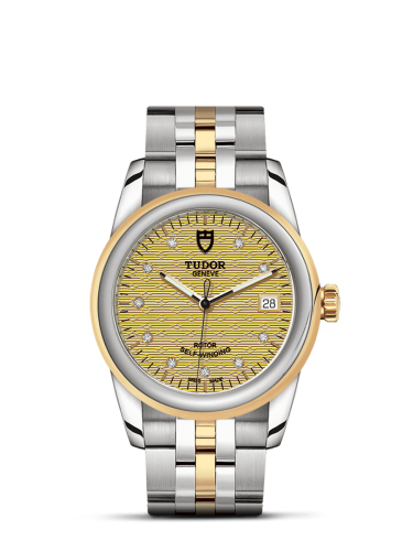 Tudor Glamour Date 36 Stainless Steel / Yellow Gold / Jacquard Champagne-Diamond / Bracelet 55003-0004