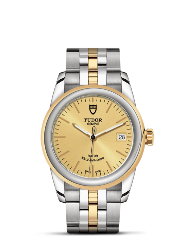 Tudor Glamour Date 36 Stainless Steel / Yellow Gold / Champagne / Bracelet 55003-0005