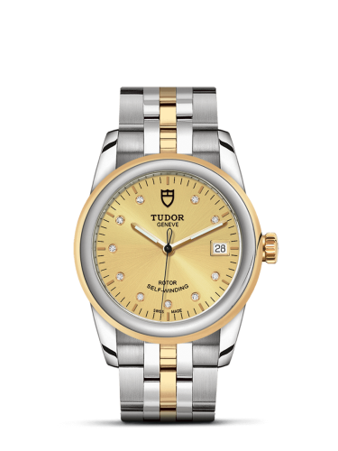Tudor Glamour Date 36 Stainless Steel / Yellow Gold / Champagne-Diamond / Bracelet 55003-0006