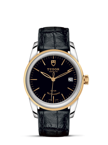Tudor Glamour Date 36 Stainless Steel / Yellow Gold / Black / Strap 55003-0029