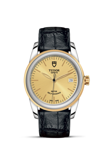 Tudor Glamour Date 36 Stainless Steel / Yellow Gold / Champagne/ Strap 55003-0044