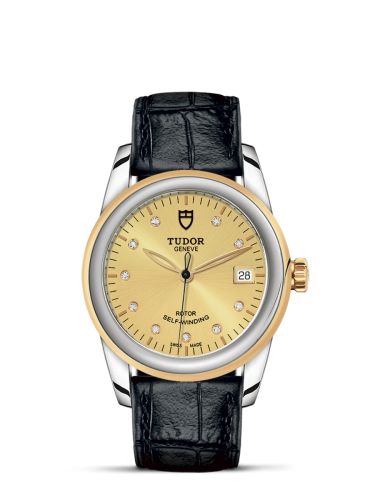 Tudor Glamour Date 36 Stainless Steel / Yellow Gold / Champagne-Diamond / Strap 55003-0051