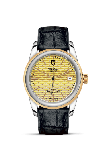 Tudor Glamour Date 36 Stainless Steel / Yellow Gold / Jacquard Champagne / Strap 55003-0060