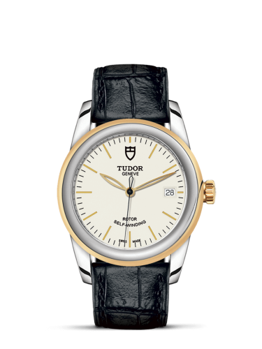 Tudor Glamour Date 36 Stainless Steel / Yellow Gold / Opaline / Strap 55003-0086