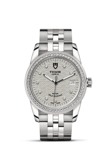 Tudor Glamour Date 36 Stainless Steel / Diamond / Jacquard Silver-Diamond / Bracelet 55020-0001