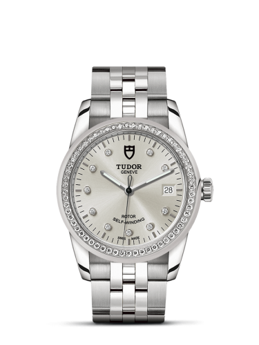 Tudor Glamour Date 36 Stainless Steel / Diamond / Silver-Diamond / Bracelet 55020-0003