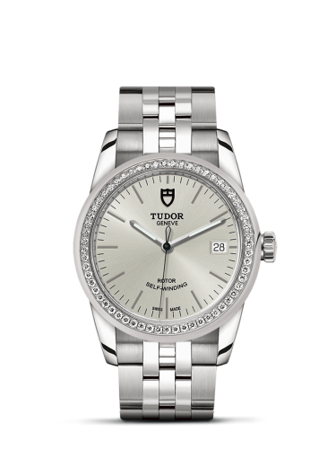 Tudor Glamour Date 36 Stainless Steel / Diamond / Silver / Bracelet 55020-0004