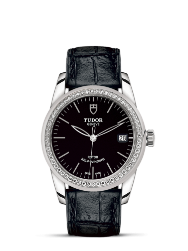 Tudor Glamour Date 36 Stainless Steel / Diamond / Black / Strap 55020-0052