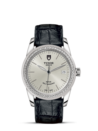 Tudor Glamour Date 36 Stainless Steel / Diamond / Silver / Strap 55020-0057