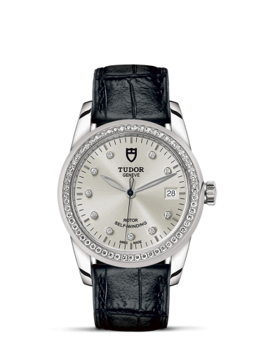 Tudor Glamour Date 36 Stainless Steel / Diamond / Silver-Diamond / Strap 55020-0058