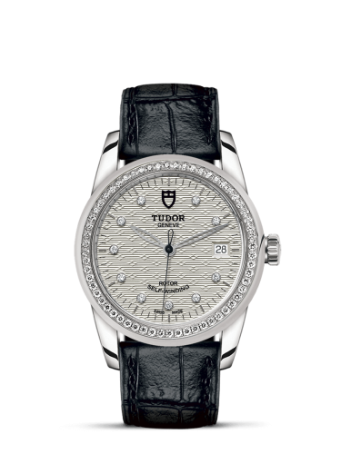 Tudor Glamour Date 36 Stainless Steel / Diamond / Jacquard Silver-Diamond / Strap 55020-0060