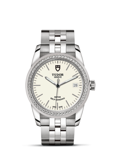 Tudor Glamour Date 36 Stainless Steel / Diamond / Opaline / Bracelet 55020-0095