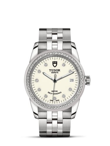Tudor Glamour Date 36 Stainless Steel / Diamond / Opaline-Diamond / Bracelet 55020-0096