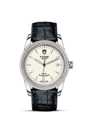 Tudor Glamour Date 36 Stainless Steel / Diamond / Opaline / Strap 55020-0099