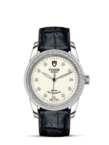 Tudor Glamour Date 36 Stainless Steel / Diamond / Opaline-Diamond / Strap 55020-0108