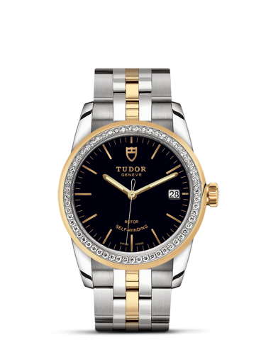 Tudor Glamour Date 36 Stainless Steel / Yellow Gold / Diamond / Black / Bracelet 55023-0021