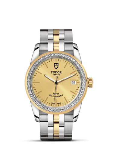 Tudor Glamour Date 36 Stainless Steel / Yellow Gold / Diamond / Champagne / Bracelet 55023-0025