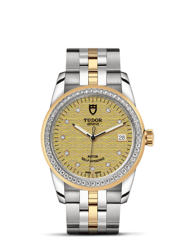 Tudor Glamour Date 36 Stainless Steel / Yellow Gold / Diamond / Jacquard Champagne-Diamond / Bracelet 55023-0028