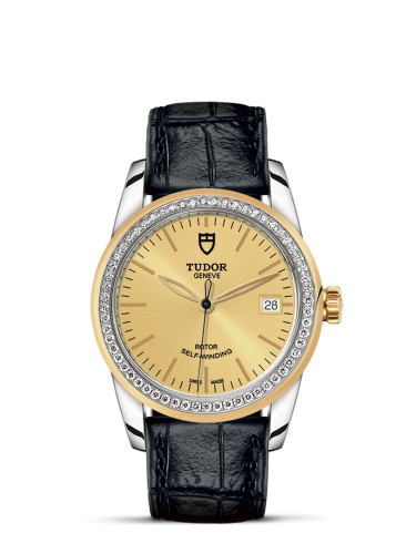 Tudor Glamour Date 36 Stainless Steel / Yellow Gold / Diamond / Champagne / Strap 55023-0049